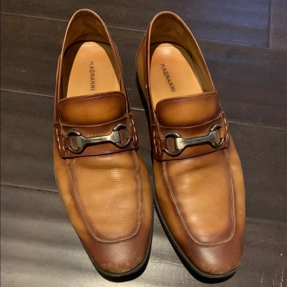 Magnanni Brown Leather Loafers with Horsebit Detail